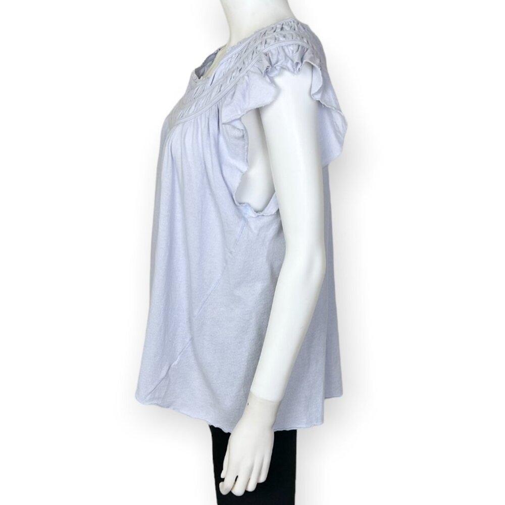 Free People We The Free Coconut Ruffled Top in Cloud - sz Medium - Picture 4 of 8